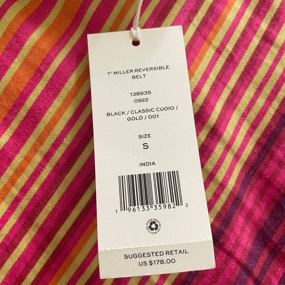 Tory Burch 1” Miller Reversible Belt Color Black/ Classic Cuoio/ Gold Size S NWT - Picture 6 of 10